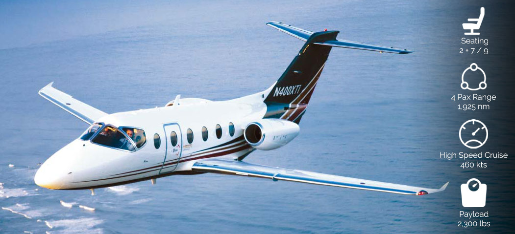 A 400XTi flying. This plane is a remanufactured version of the Beechjet